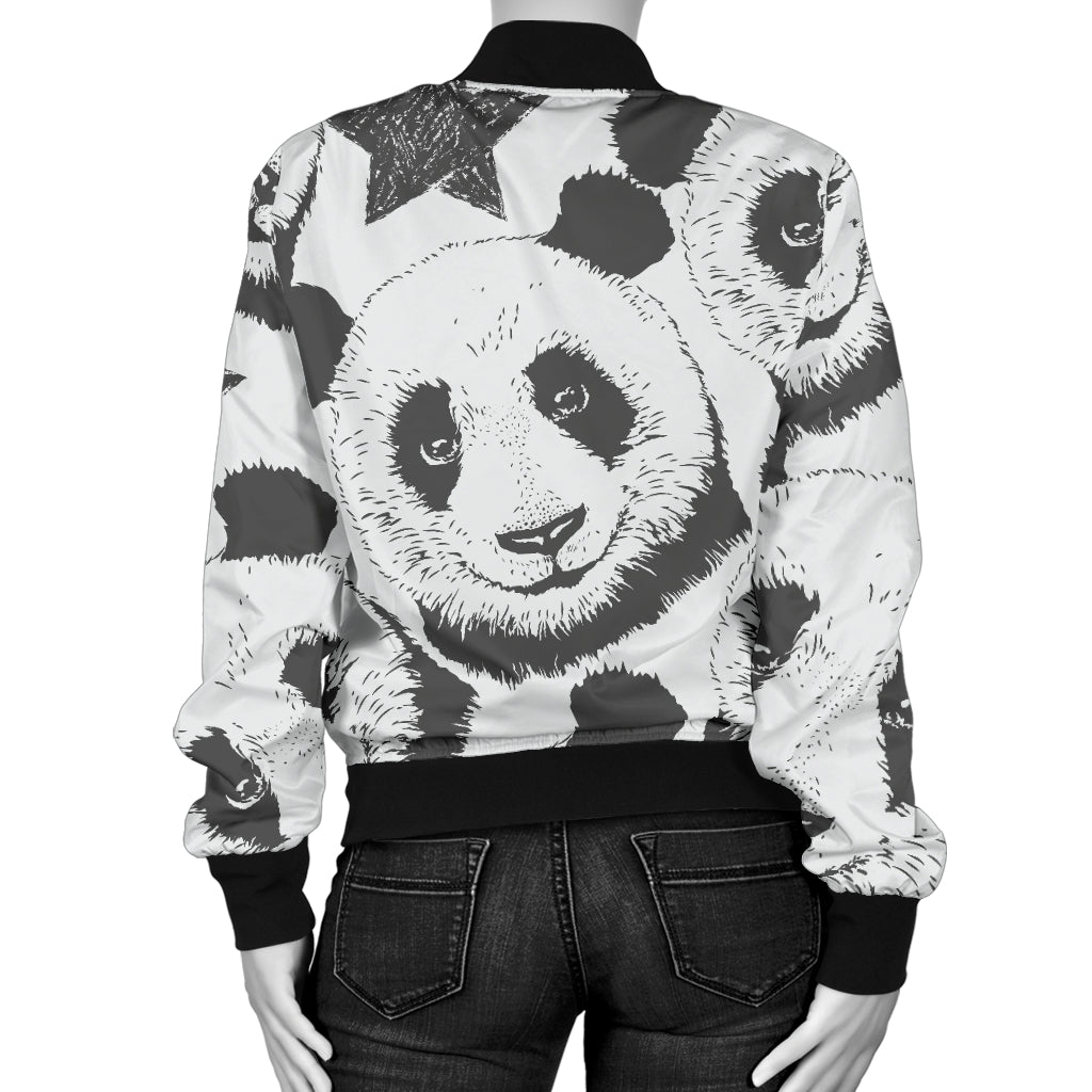Panda Pattern Print Design A02 Women's Bomber Jacket