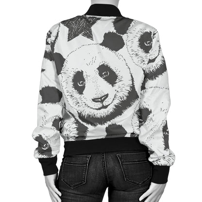Panda Pattern Print Design A02 Women's Bomber Jacket