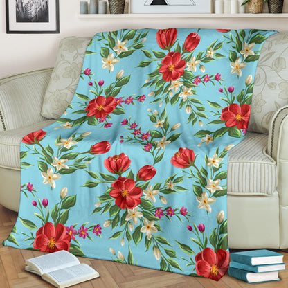 Summer Floral Pattern Print Design SF011 Fleece Blanket