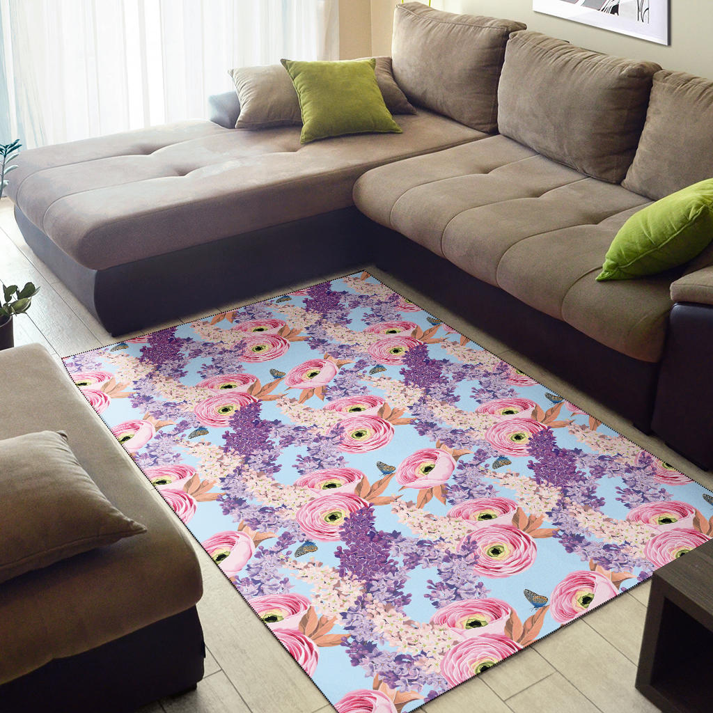 Lilac Pattern Print Design LI03 Area Rugs