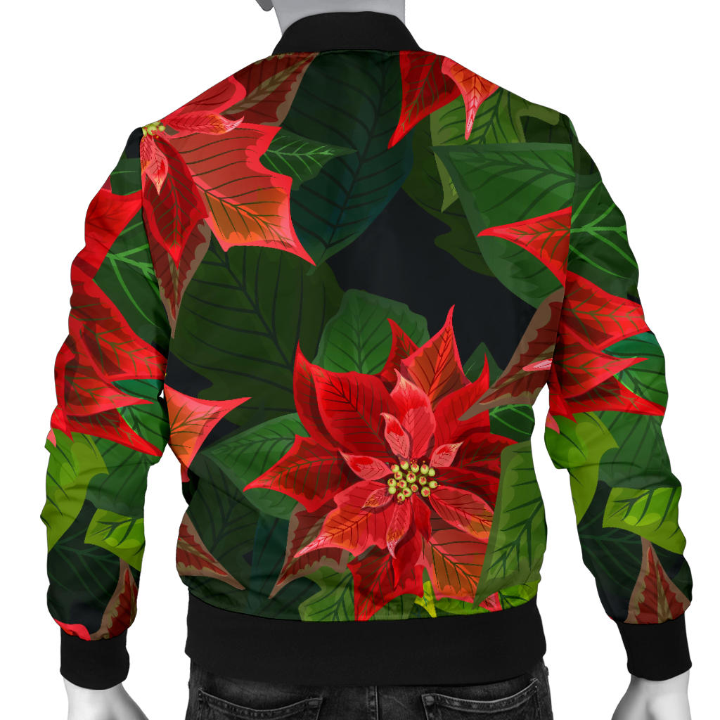 Poinsettia Pattern Print Design POT04 Men Bomber Jacket