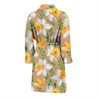Daffodils Pattern Print Design DF04 Men Bathrobe