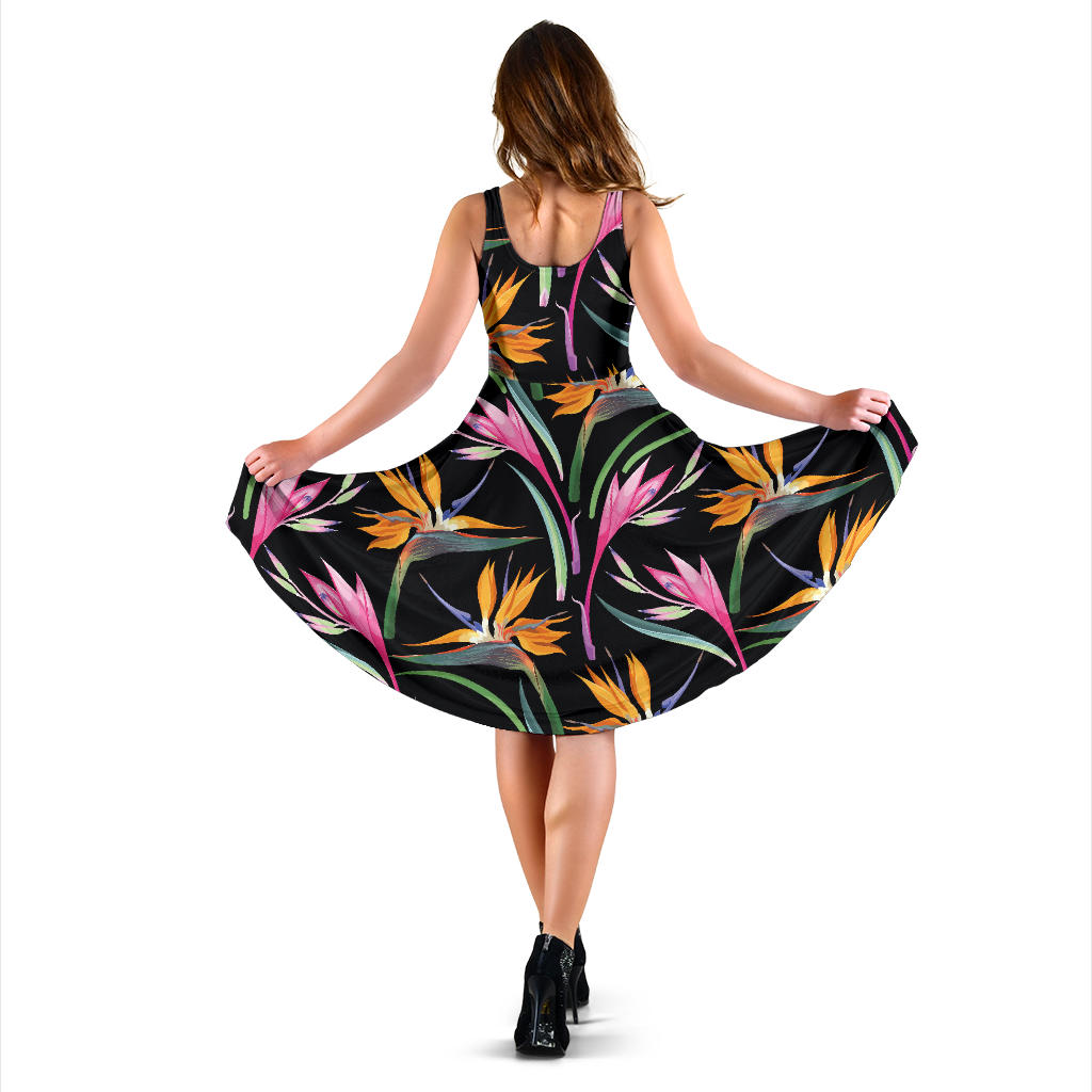 Tropical Flower Pattern Print Design TF017 Midi Dress