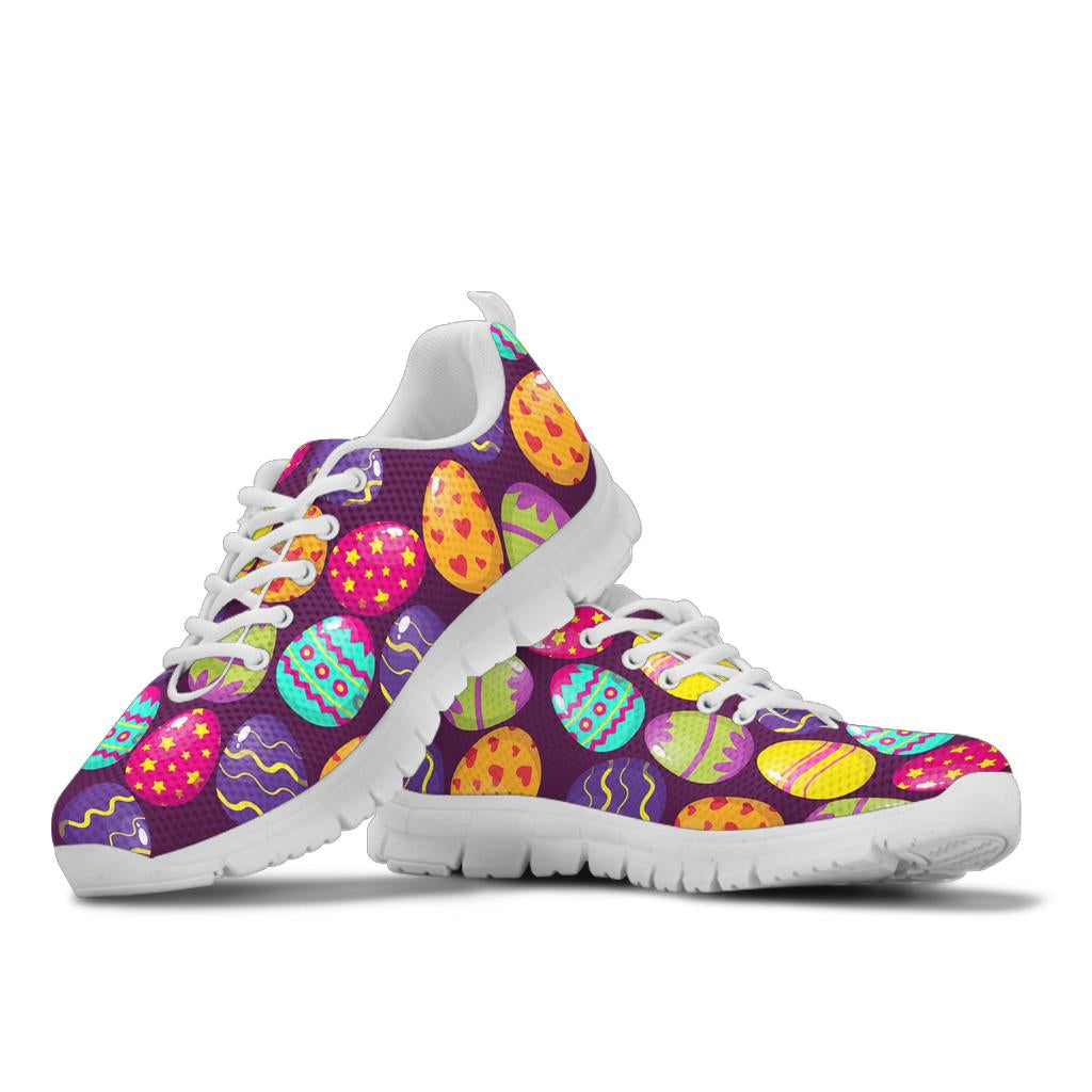 Easter Eggs Pattern Print Design RB04 Sneakers White Bottom Shoes