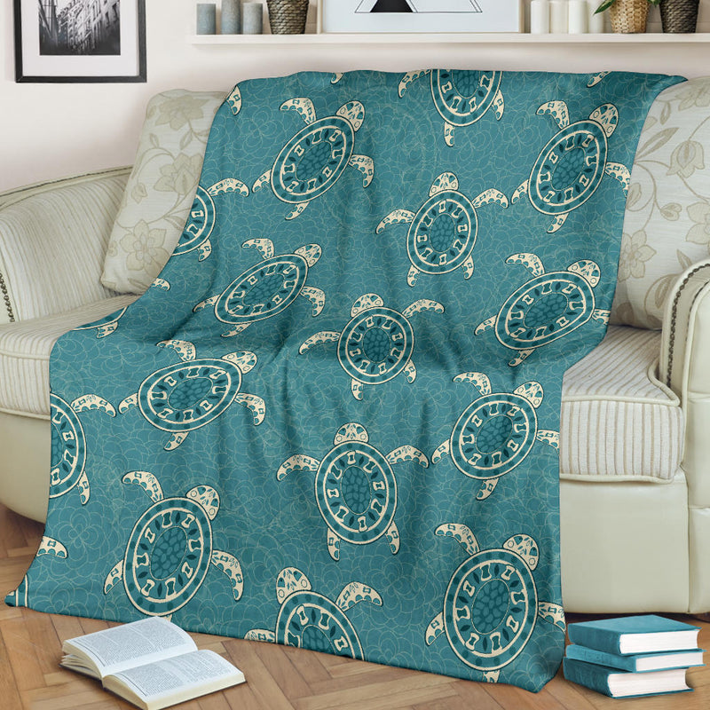 Sea Turtle Pattern Print Design T02 Fleece Blanket