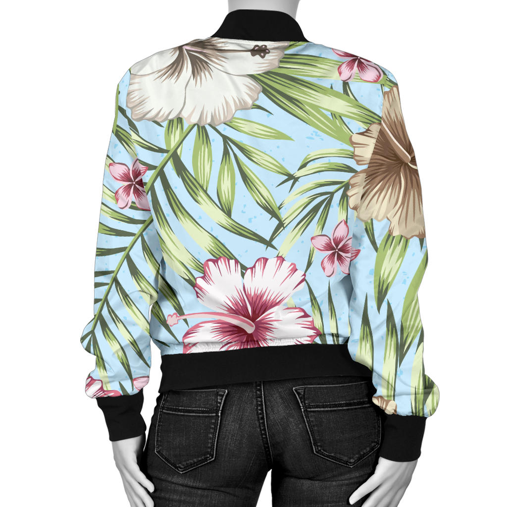 Tropical Flower Pattern Print Design TF05 Women Bomber Jacket