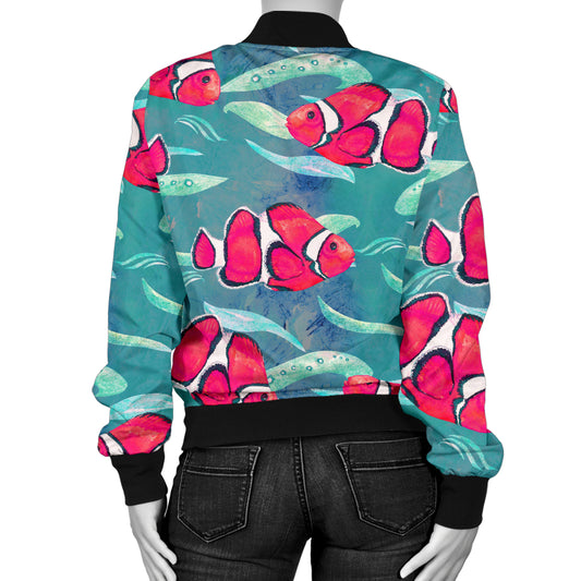 Clownfish Pattern Print Design 02 Women's Bomber Jacket