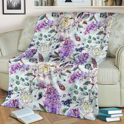 Lilac Pattern Print Design LI06 Fleece Blanket
