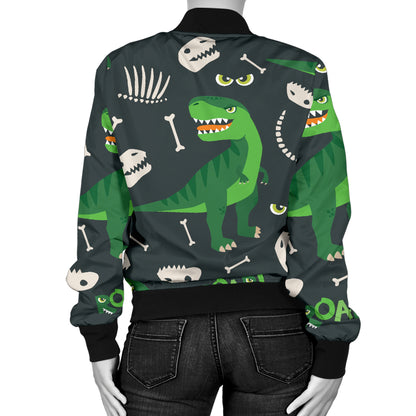 T Rex Pattern Print Design A05 Women's Bomber Jacket