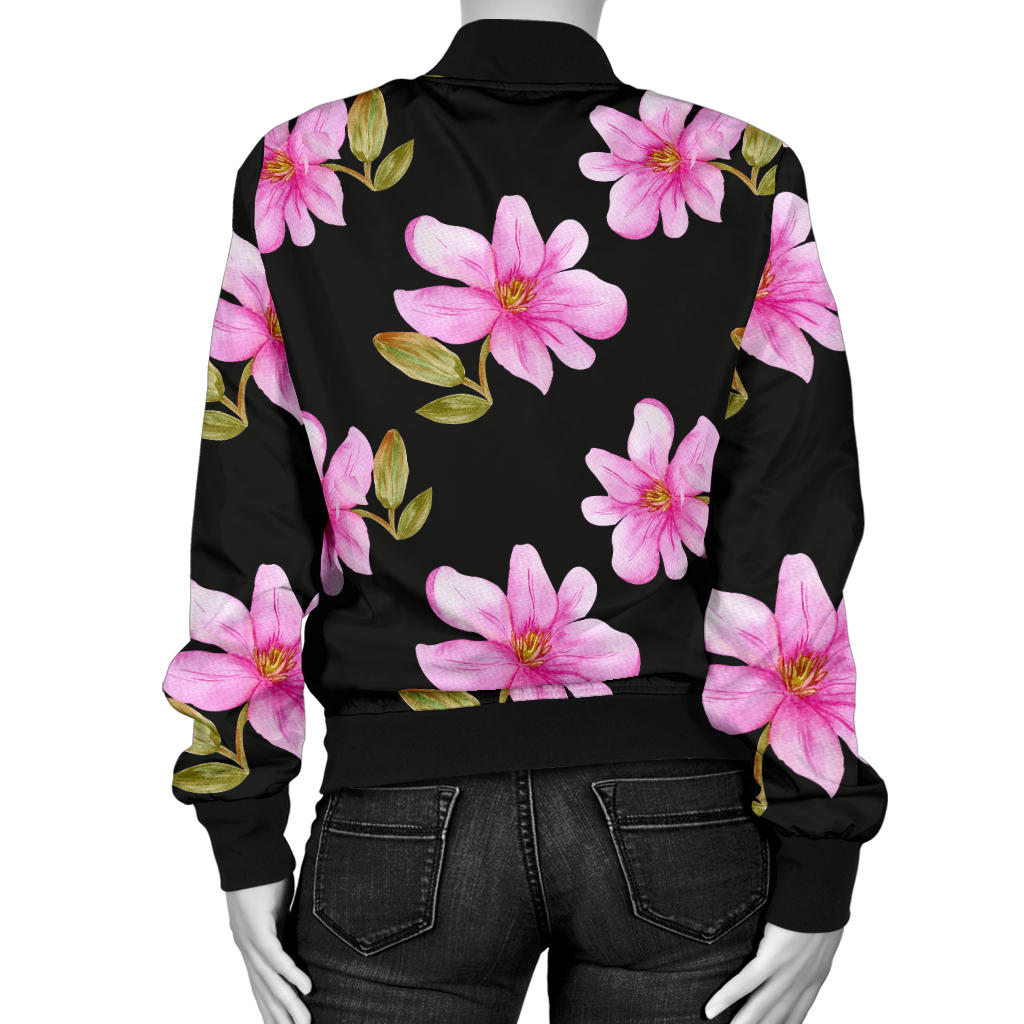 Magnolia Pattern Print Design MAG06 Women Bomber Jacket