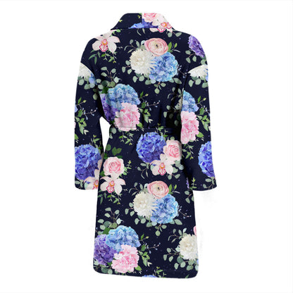 Hydrangea Pattern Print Design HD01 Men Bathrobe