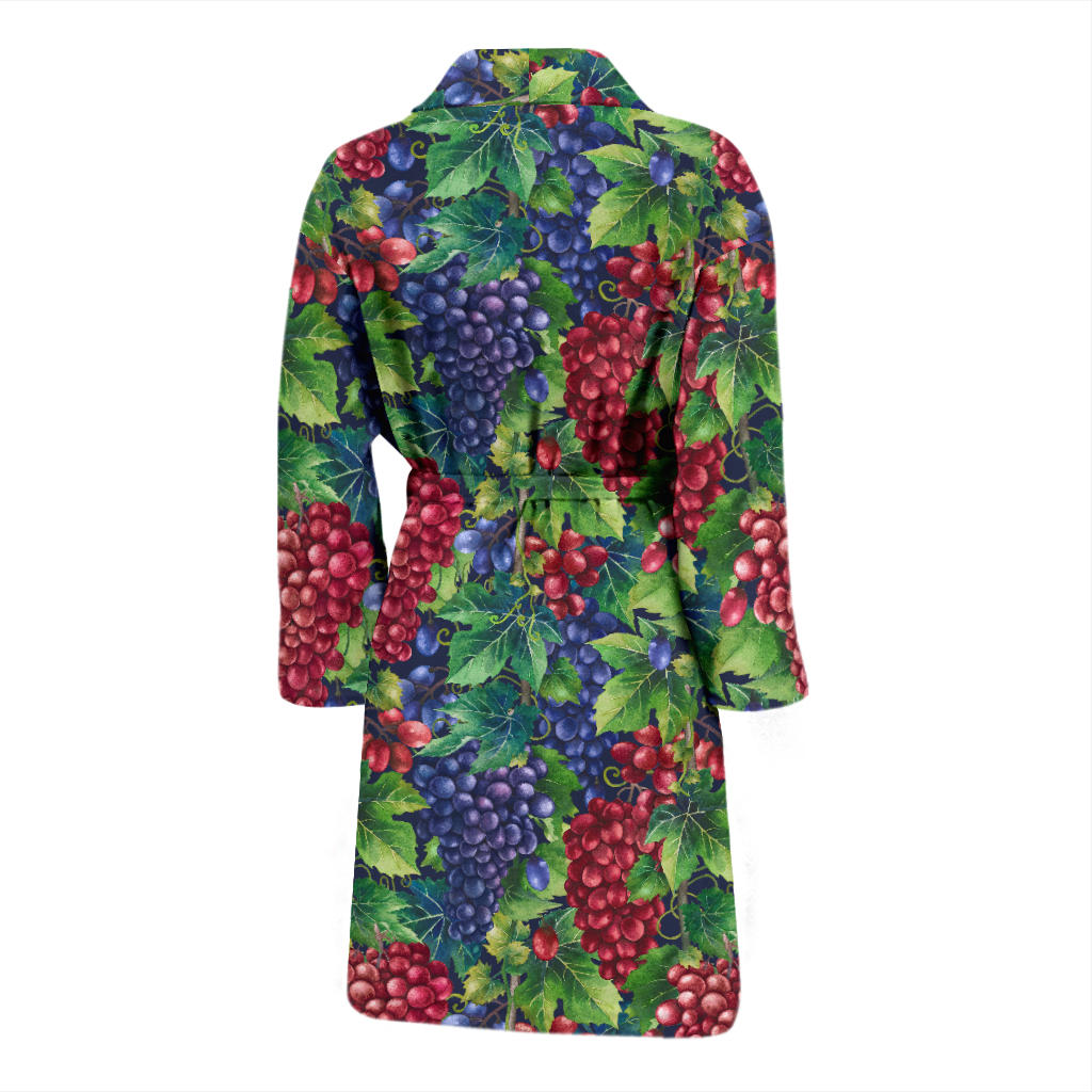 Grape Pattern Print Design GP02 Men Bathrobe