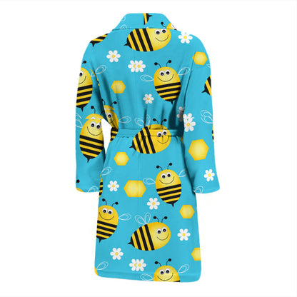 Bee Pattern Print Design BEE06 Men Bathrobe