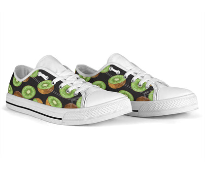 Kiwi Pattern Print Design KW03 White Bottom Low Top Shoes