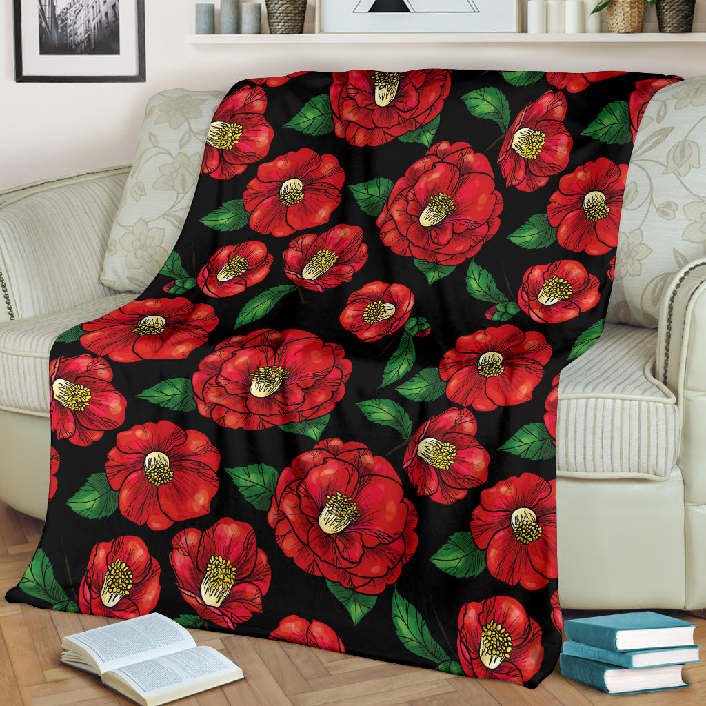 Camellia Pattern Print Design CM07 Fleece Blanket