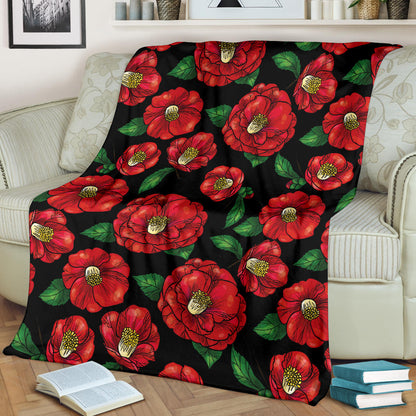 Camellia Pattern Print Design CM07 Fleece Blanket