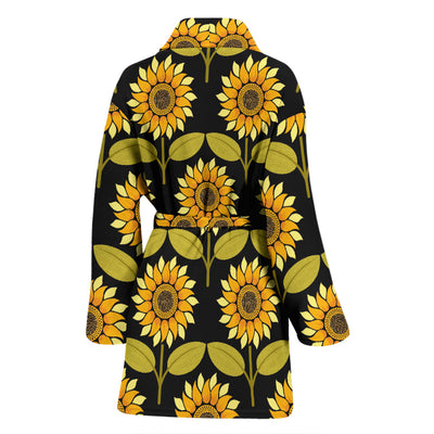 Sunflower Pattern Print Design SF015 Women Bathrobe