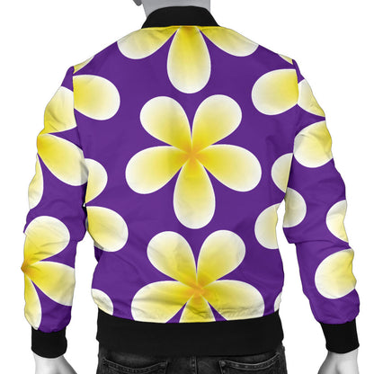 Yellow Plumeria Pattern Print Design PM05 Men Bomber Jacket