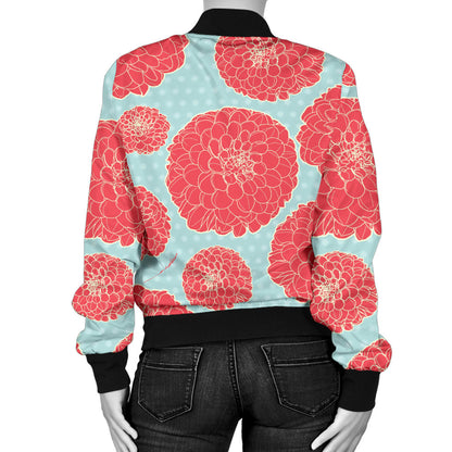 Marigold Pattern Print Design MR03 Women Bomber Jacket