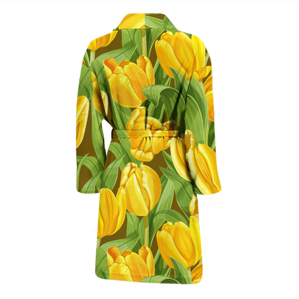 Tulip Yellow Pattern Print Design TP010 Men Bathrobe