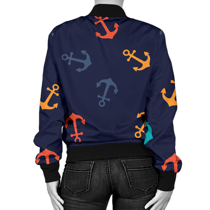 Anchor Pattern Print Design 05 Women's Bomber Jacket