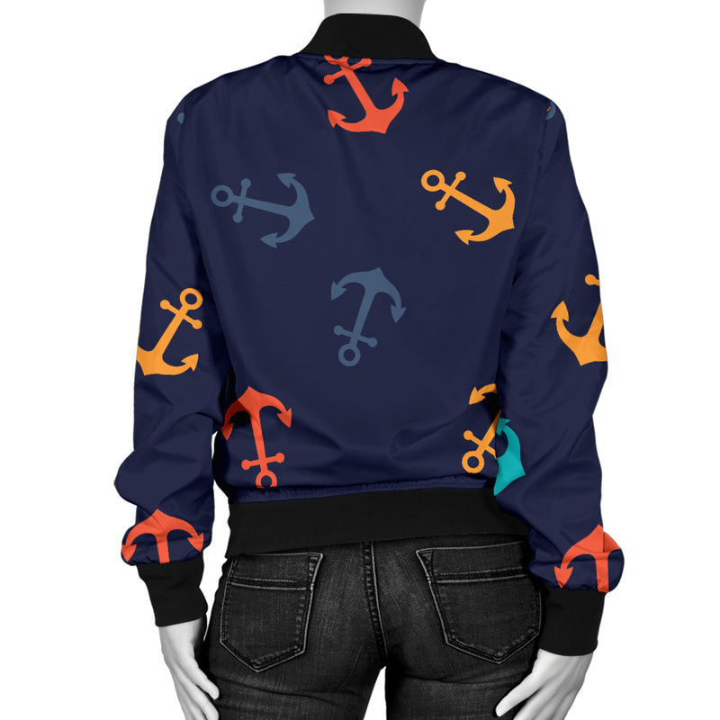 Anchor Pattern Print Design 05 Women's Bomber Jacket