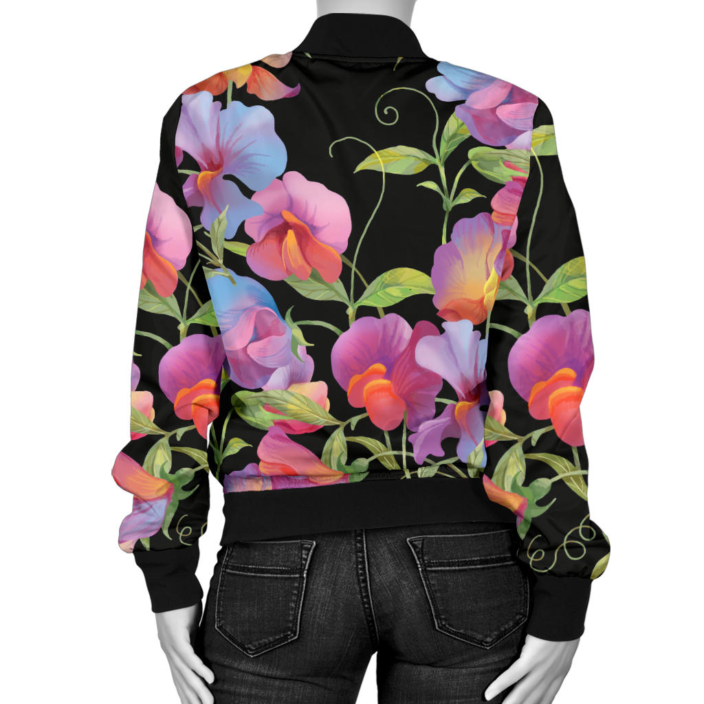 Peony Pattern Print Design PE012 Women Bomber Jacket