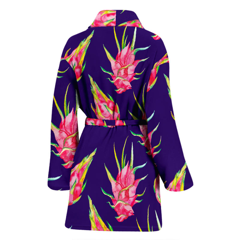 Dragonfruit Pattern Print Design DF02 Women Bathrobe