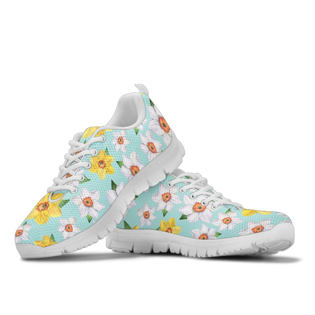 Daffodils Pattern Print Design DF07 Sneakers White Bottom Shoes