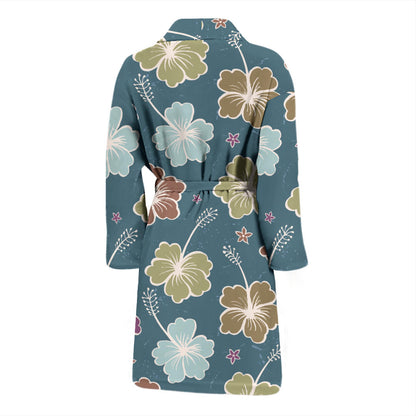 Hibiscus Pattern Print Design HB033 Men Bathrobe