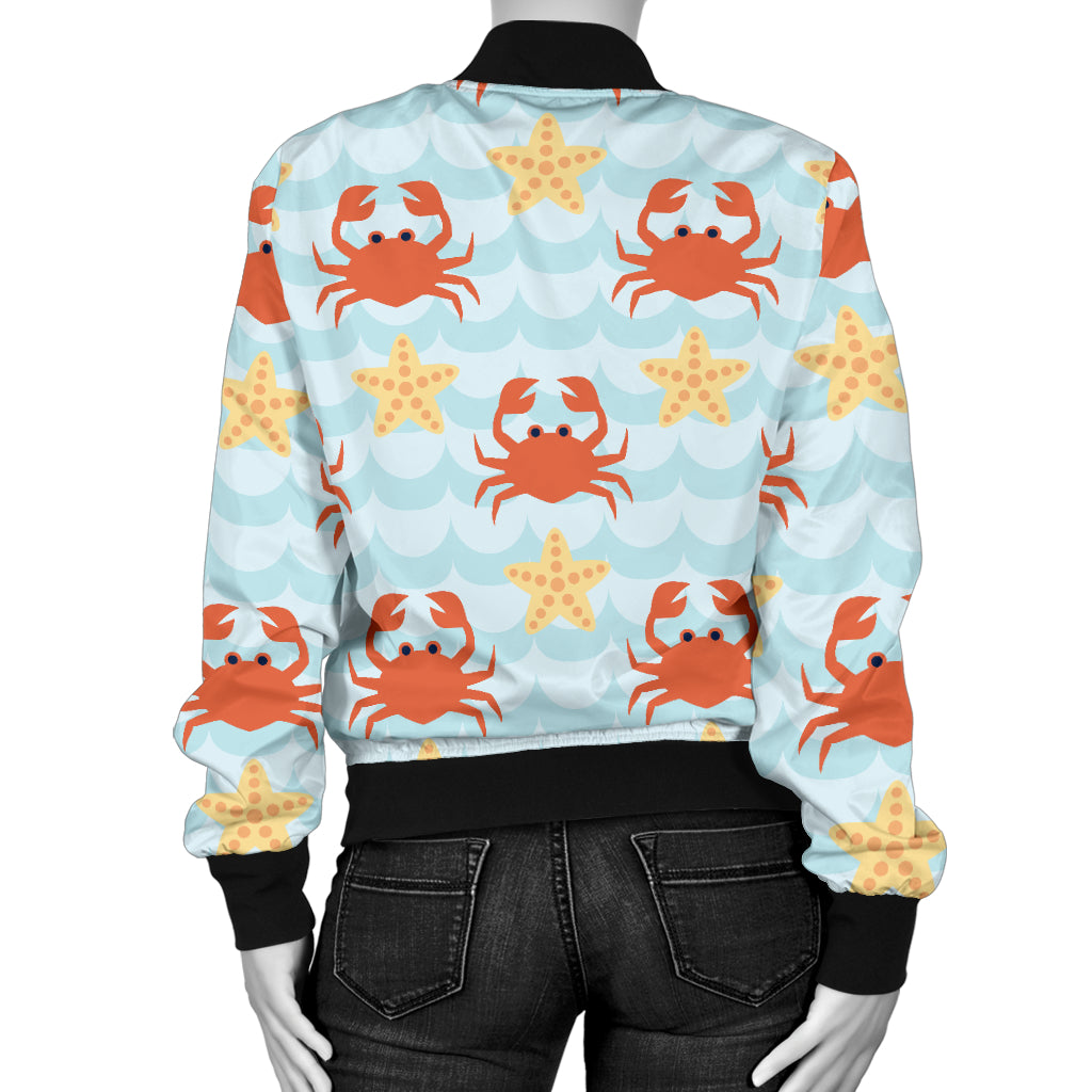 Crab Pattern Print Design 03 Women's Bomber Jacket