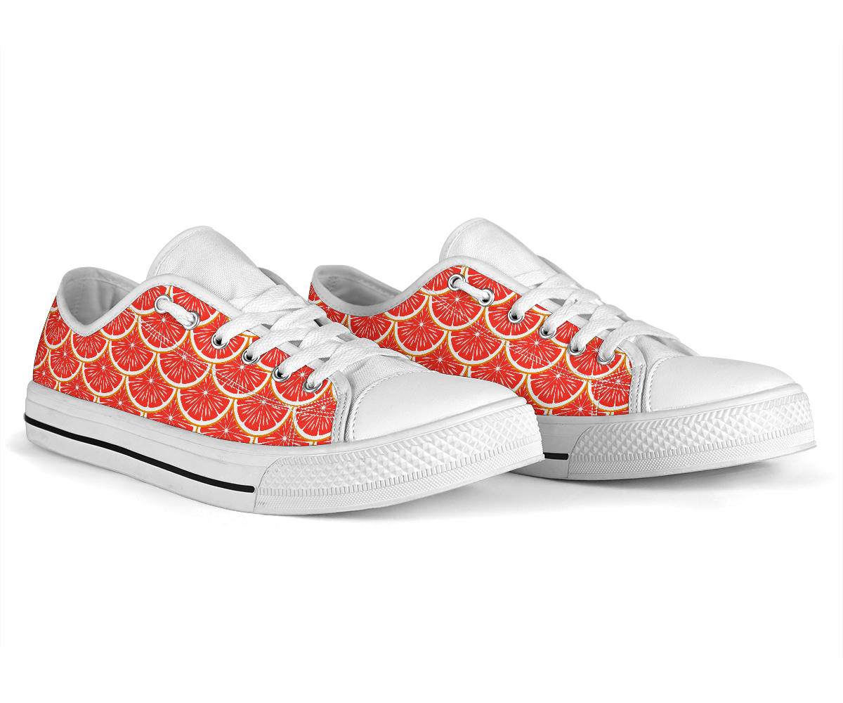Grapefruit Pattern Print Design GF07 White Bottom Low Top Shoes