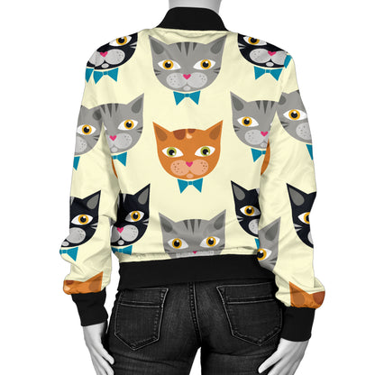 Cat Pattern Print Design 05 Women's Bomber Jacket
