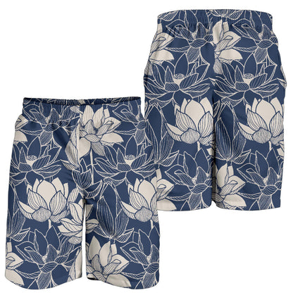 Water Lily Pattern Print Design WL04 Mens Shorts