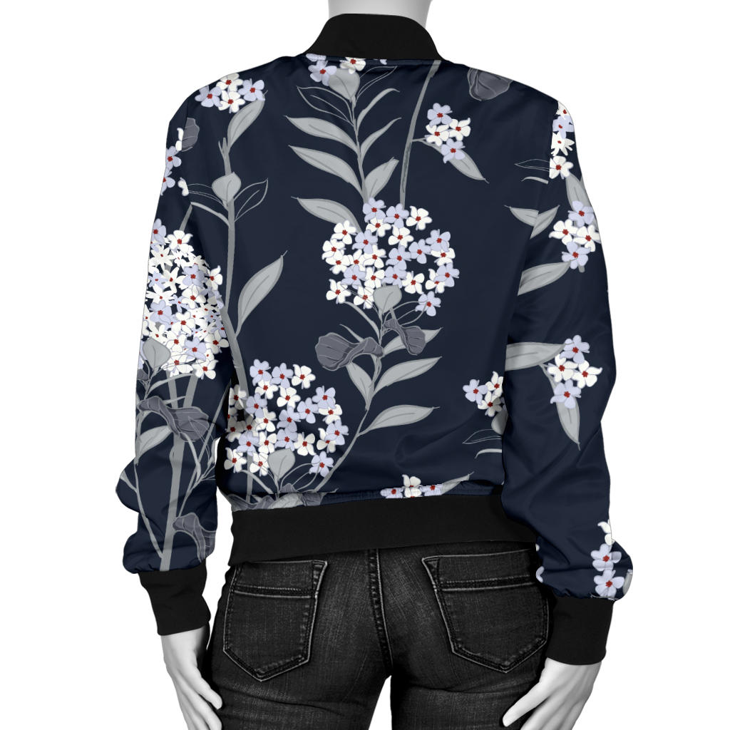 Hydrangea Pattern Print Design HD07 Women Bomber Jacket