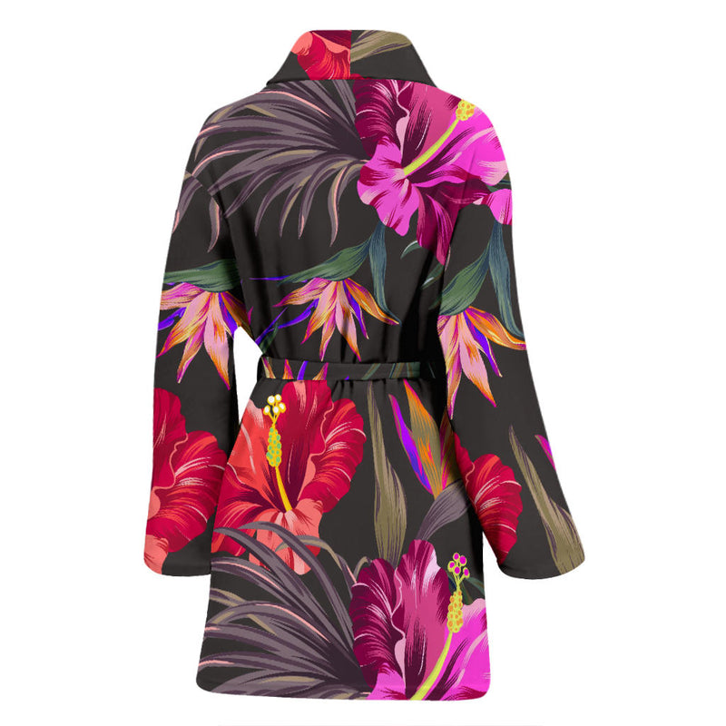 Hibiscus Pattern Print Design HB014 Women Bathrobe