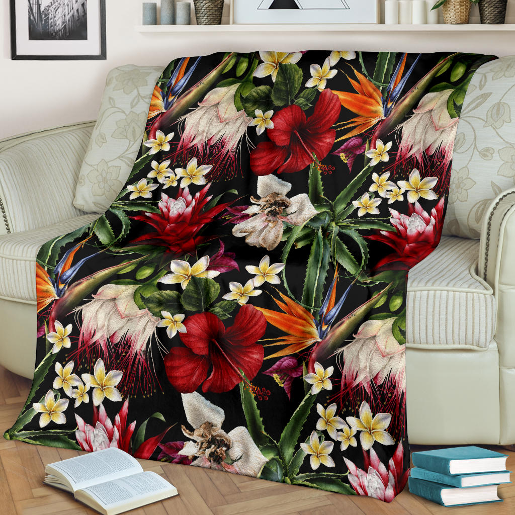 Summer Floral Pattern Print Design SF03 Fleece Blanket