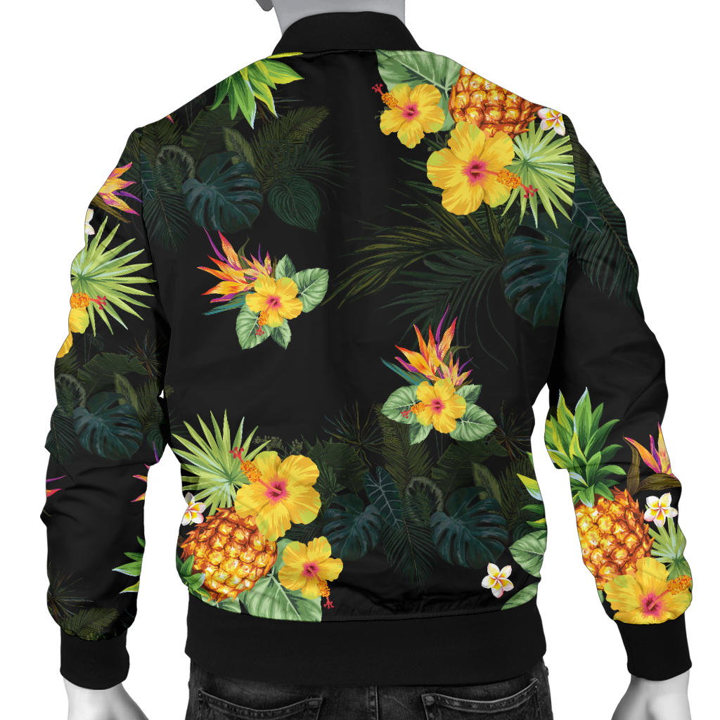 Pineapple Tropical Flower Print Pattern Men Bomber Jacket