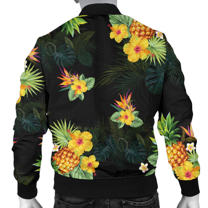 Pineapple Tropical Flower Print Pattern Men Bomber Jacket