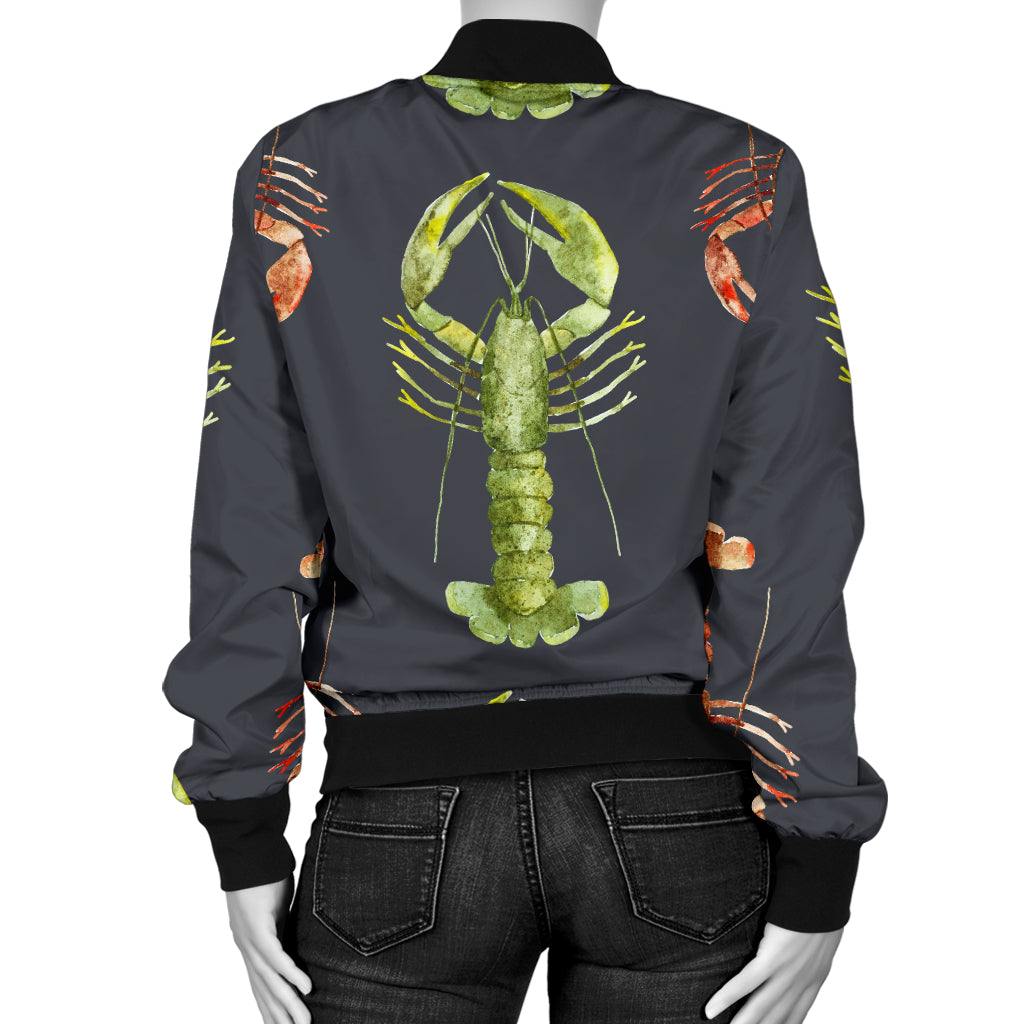 Lobster Pattern Print Design 01 Women's Bomber Jacket