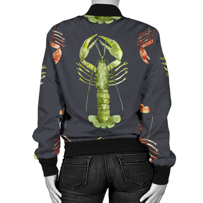Lobster Pattern Print Design 01 Women's Bomber Jacket