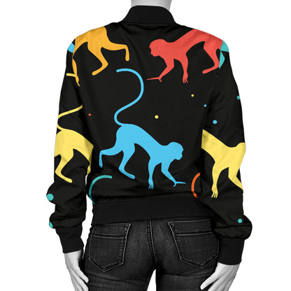 Monkey Pattern Print Design 01 Women's Bomber Jacket
