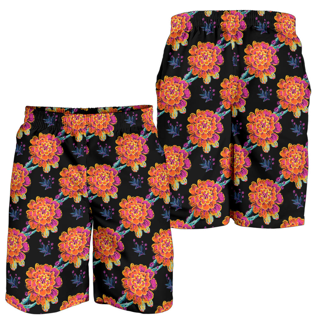 Marigold Pattern Print Design MR04 Mens Shorts
