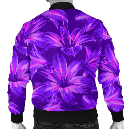 Amaryllis Pattern Print Design AL03 Men Bomber Jacket