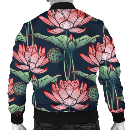 Water Lily Pattern Print Design WL03 Men Bomber Jacket