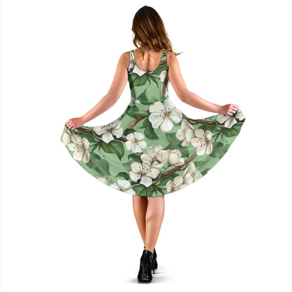 Apple blossom Pattern Print Design AB02 Midi Dress