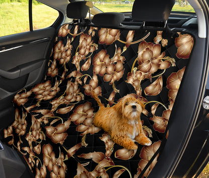 Brown Hibiscus Pattern Print Design HB06 Rear Dog  Seat Cover