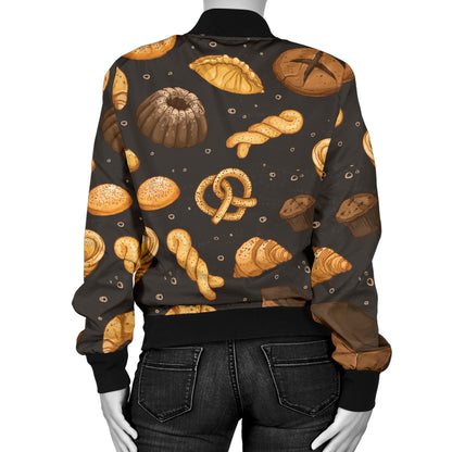 Bread Pattern Print Design 05 Women's Bomber Jacket