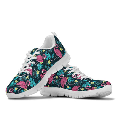 Flamingo Print Pattern Sneakers White Bottom Shoes