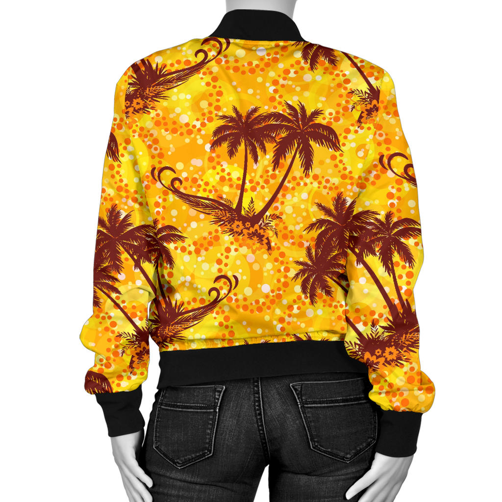 Palm Tree Pattern Print Design PT012 Women Bomber Jacket